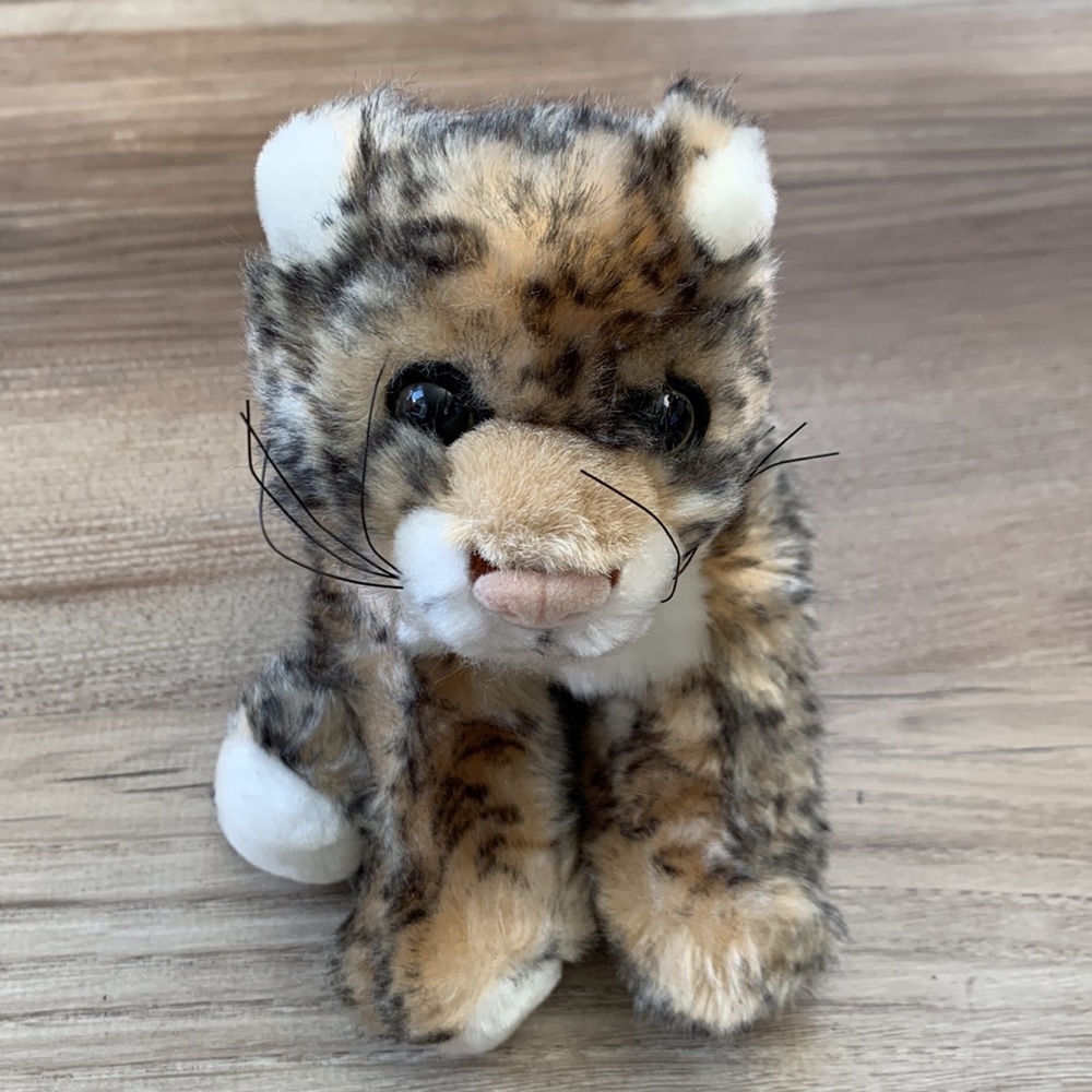 Stuffed Animal Kitten Leopard Cat Kitty Spot Spotted Black Brown White Plush Toy